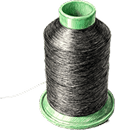 Spool of black thread used to weave the portrait lines